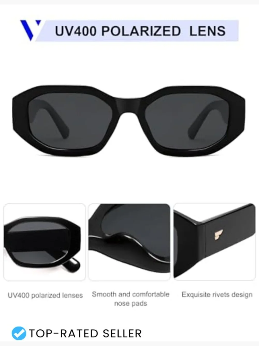 Trendy Polarized Hexagon Sunglasses Retro Square Frame Vintage Unisex Shades
